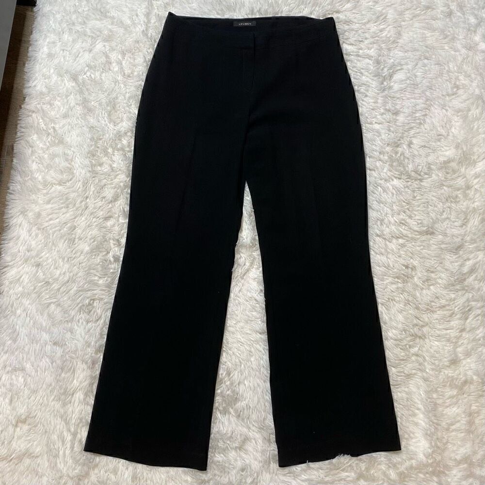 Louben Dress Pants Wide Leg Womens Size 12 Career Black Flowy Lightweight